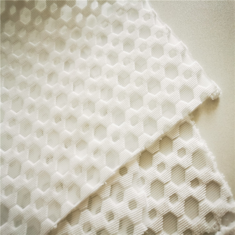White Polyester Hexagonal Breathable Sandwich Mesh from China manufacturer
